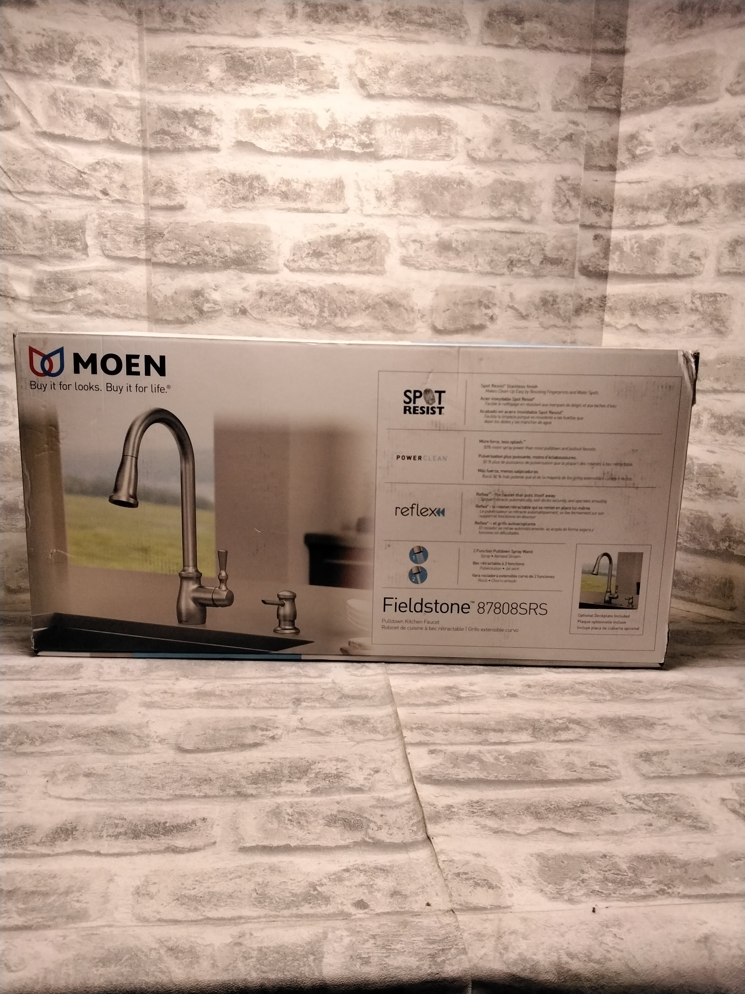 Moen Fieldstone 87808SRS Kitchen Faucet w Soap Dispenser (7627303911662)